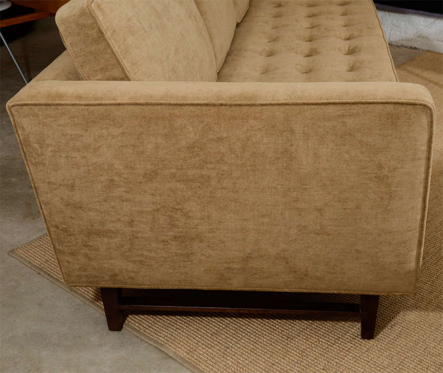 3 seat sofa with walnut frame and button tufted seat For Sale 1