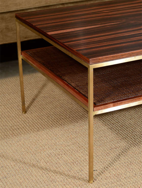 Ebony, brass and cane coffee table For Sale at 1stDibs