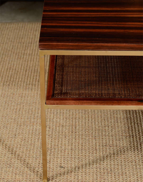 Ebony, brass and cane coffee table For Sale at 1stDibs