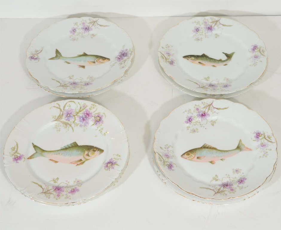 Austrian Art Nouveau LS&S Carlsbad Austria Porcelain Fish Set