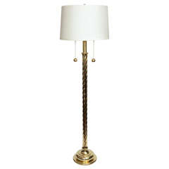 Modernist Brass Floor Lamp with Fluted Spiral Design