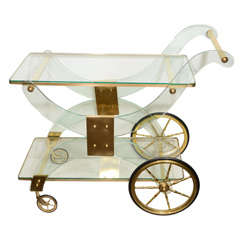 Exceptional Fontana Arte Two Tier Bar Cart with Stylized Glass