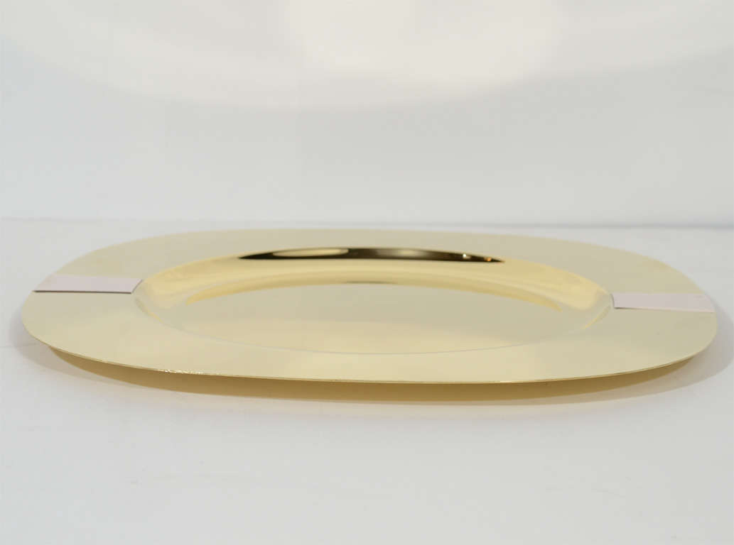 Set of 4 Brass and Sterling Modernist Charger Plates In Excellent Condition In New York, NY