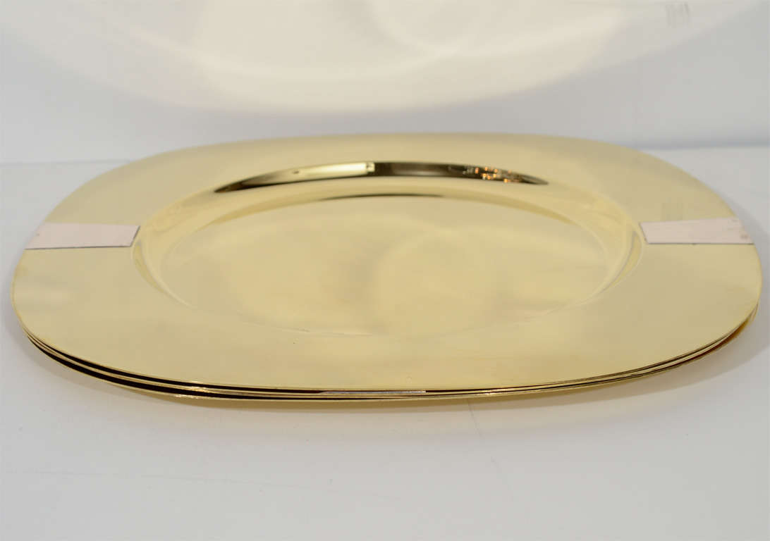 Set of 4 Brass and Sterling Modernist Charger Plates 4