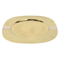 Set of 4 Brass and Sterling Modernist Charger Plates