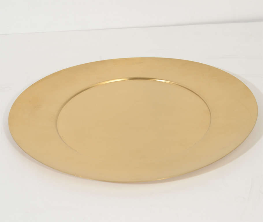 Set of 8 Modernist Brass Charger Plates by Mepra