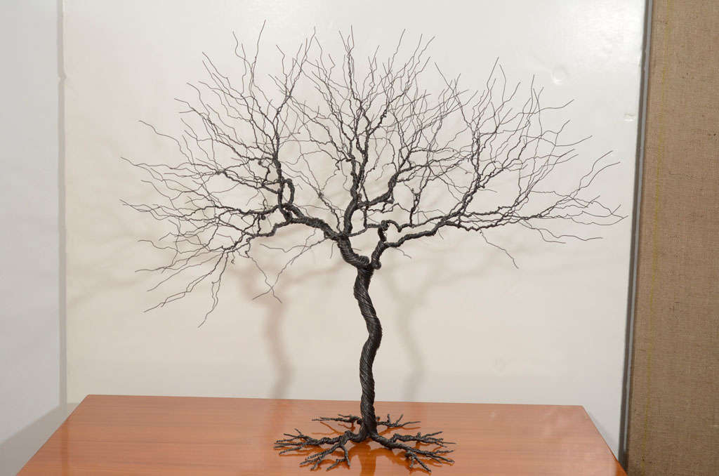 Contemporary medium wire tree sculpture.