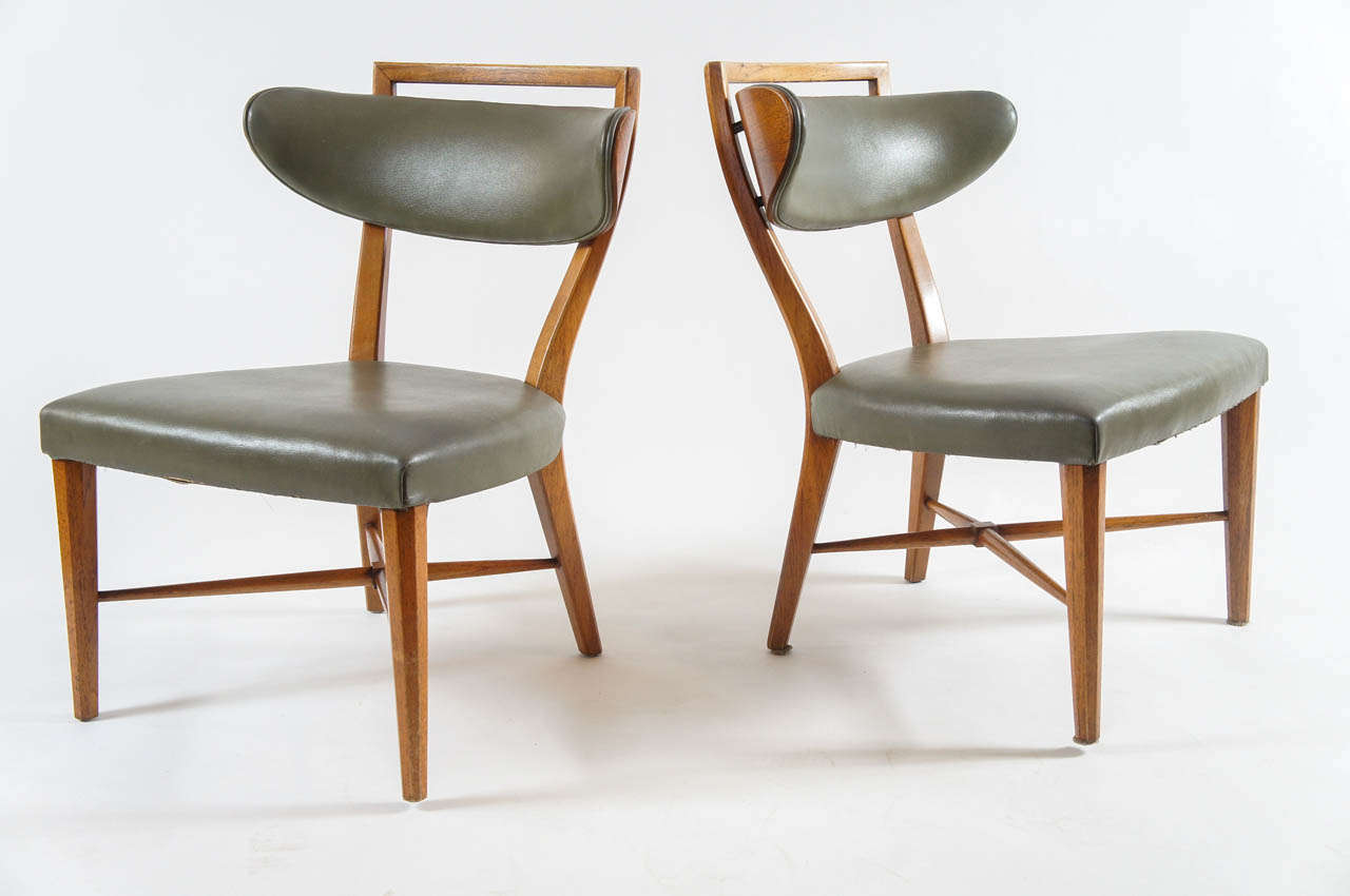 Mid-Century Modern Pair of Slipper Chairs in the style of T. H. Robsjohn-Gibbings, c. 1950