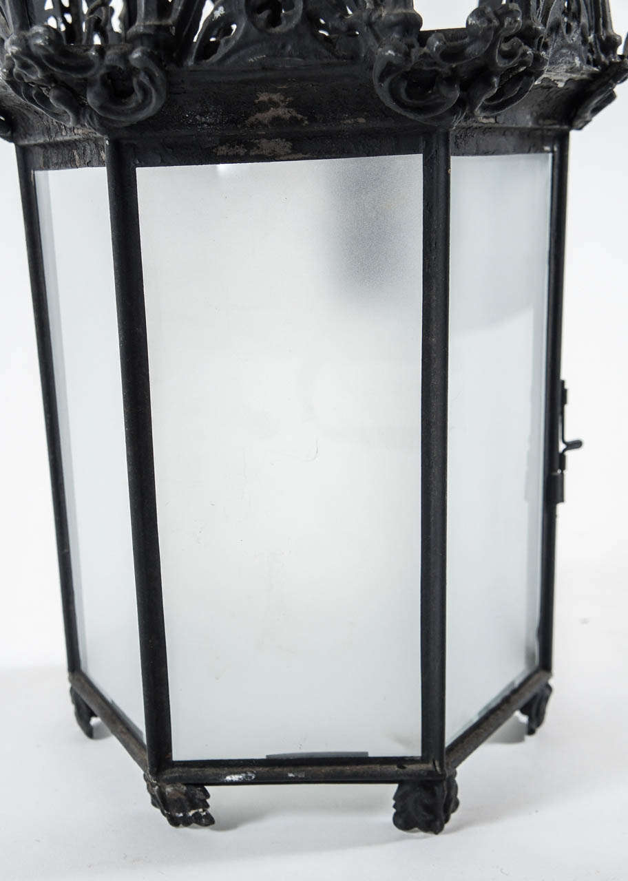 Metal Early Gothic Revival Hall Lantern, Circa 1840