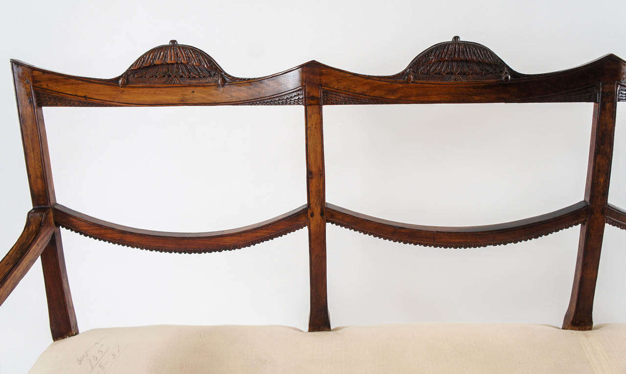 19th Century Rare Italian Suite of Six Chairs and Settee, c. 1810