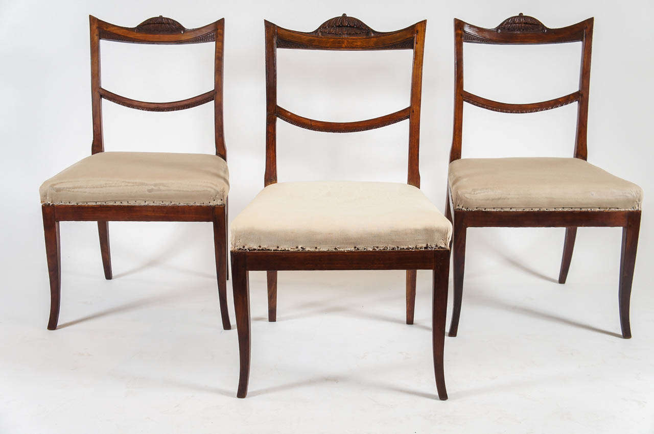 Rare Italian Suite of Six Chairs and Settee, c. 1810 1