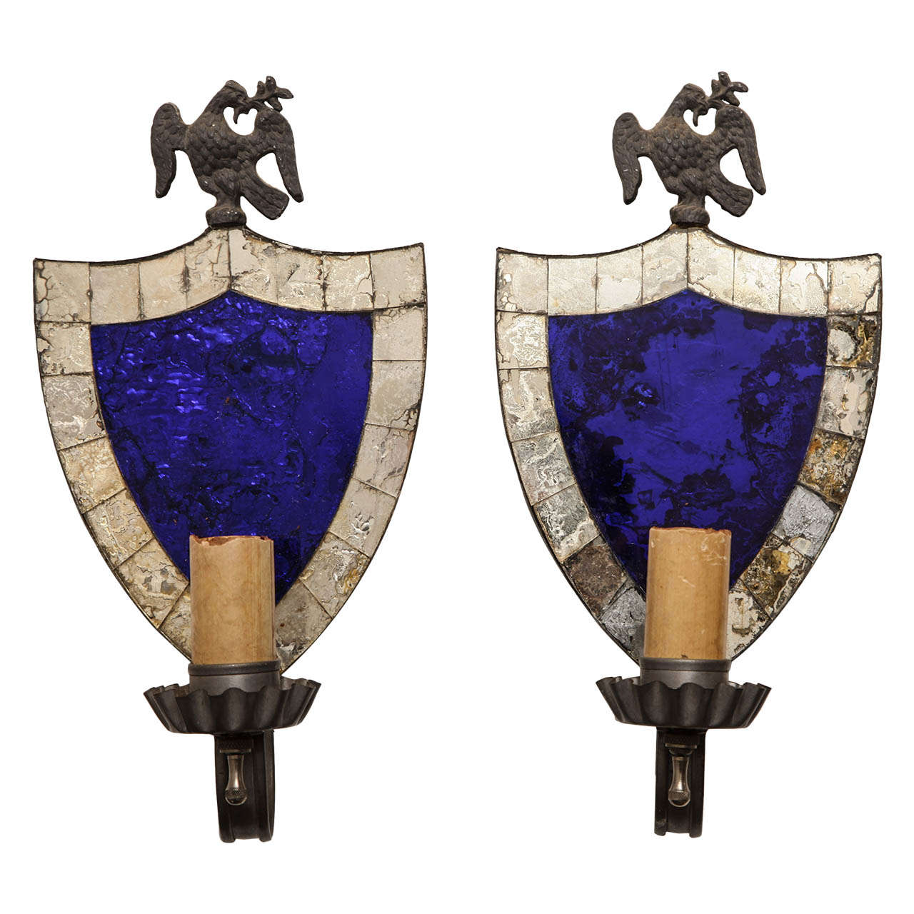 A Pair of English Shield Back Sconces