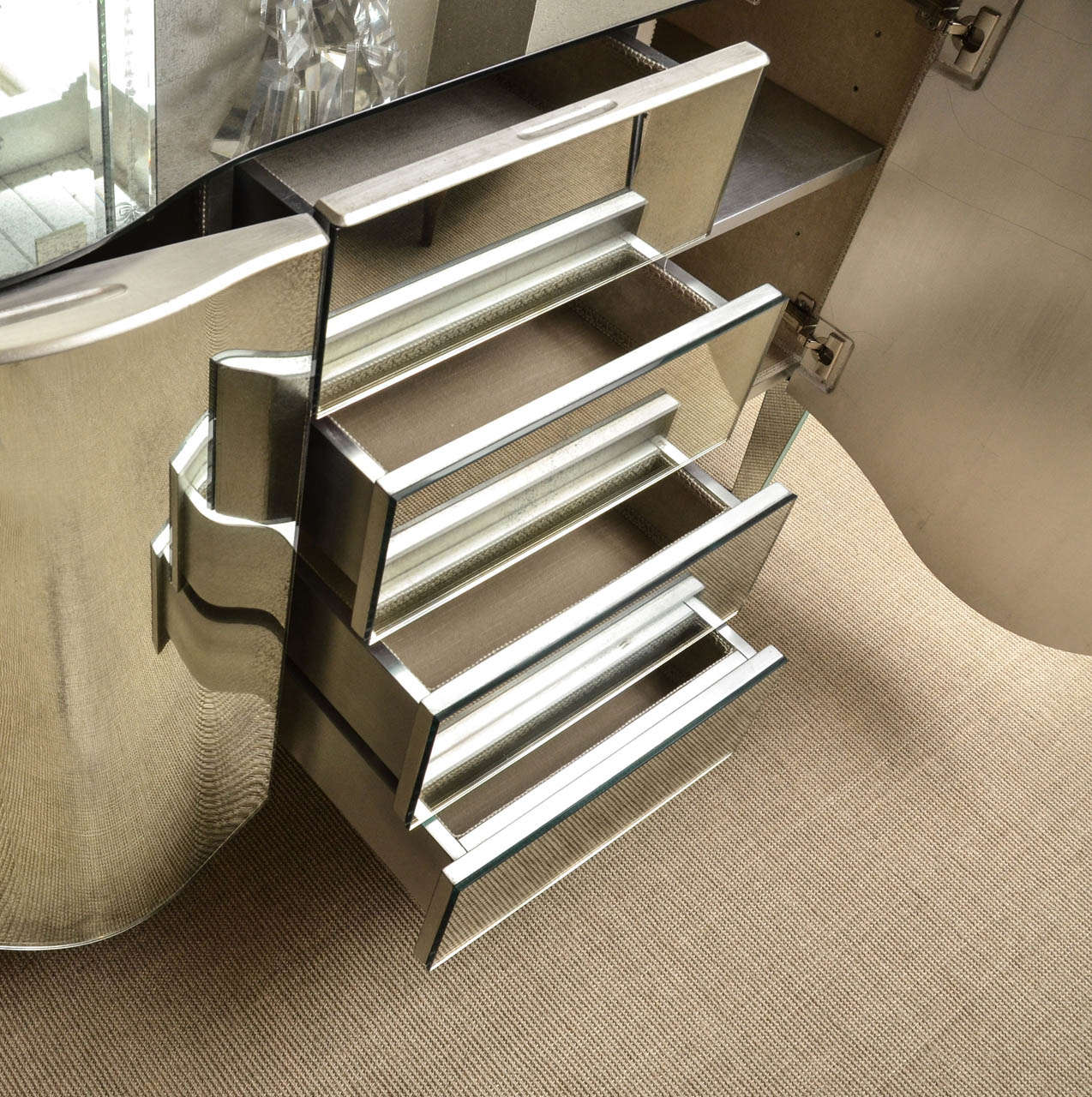 Contemporary Magnificent Mirrored Sideboard/Dry Bar For Sale