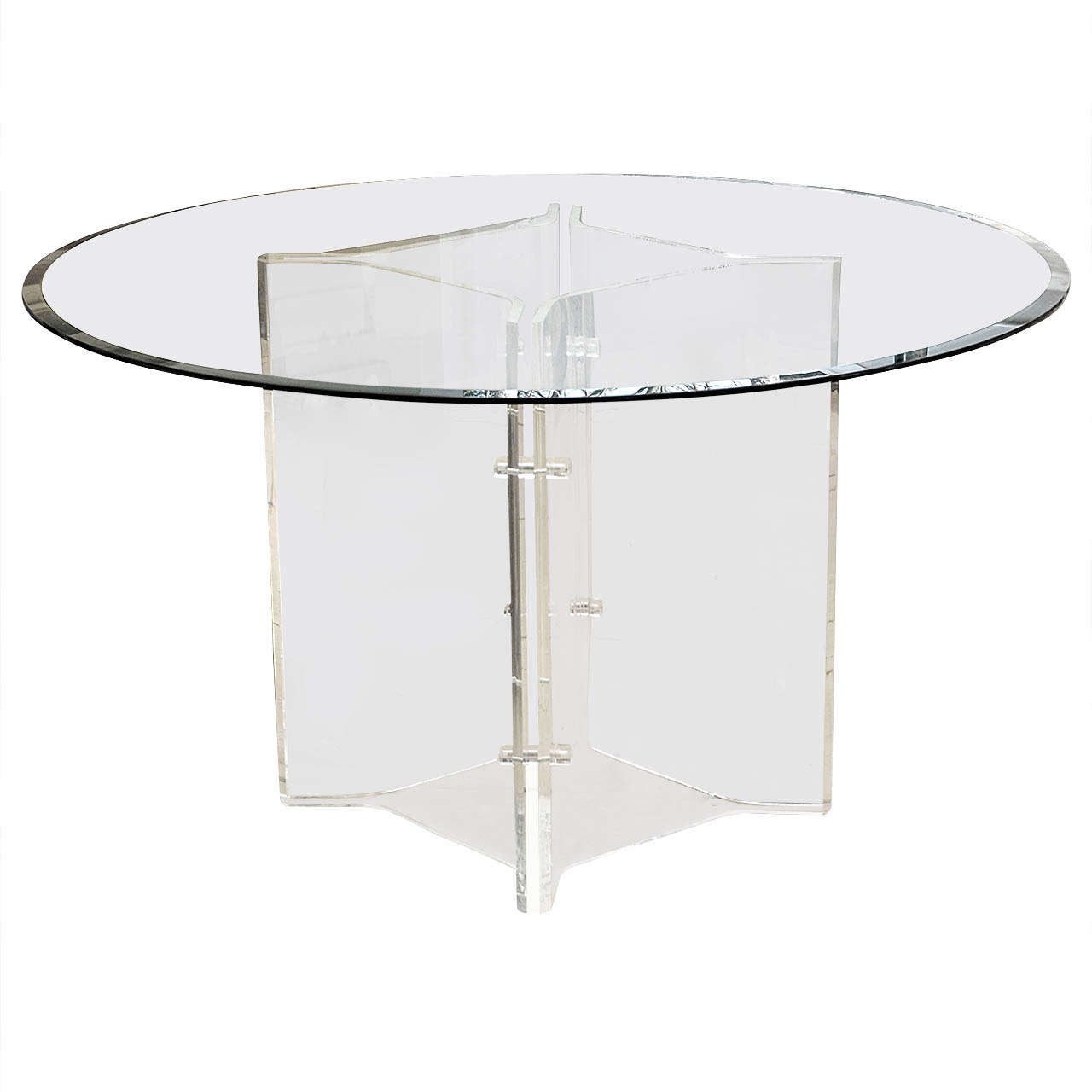 Vintage Lucite Dining/Center Table with Beveled Glass Top