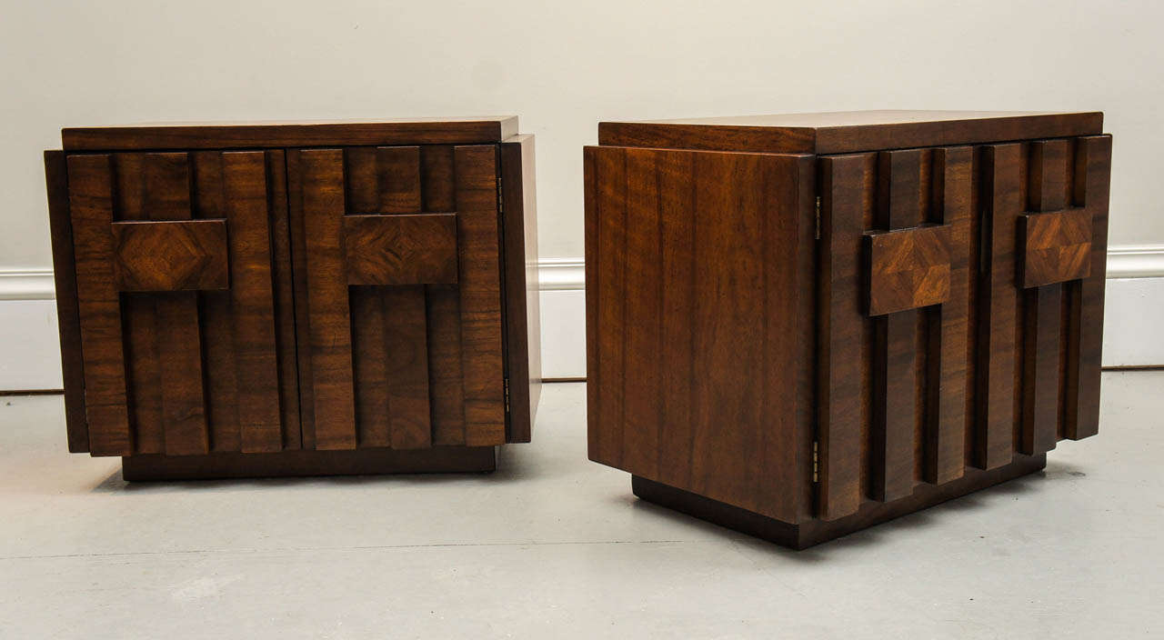 A good looking pair of walnut nightstands by Lane from the 1960's