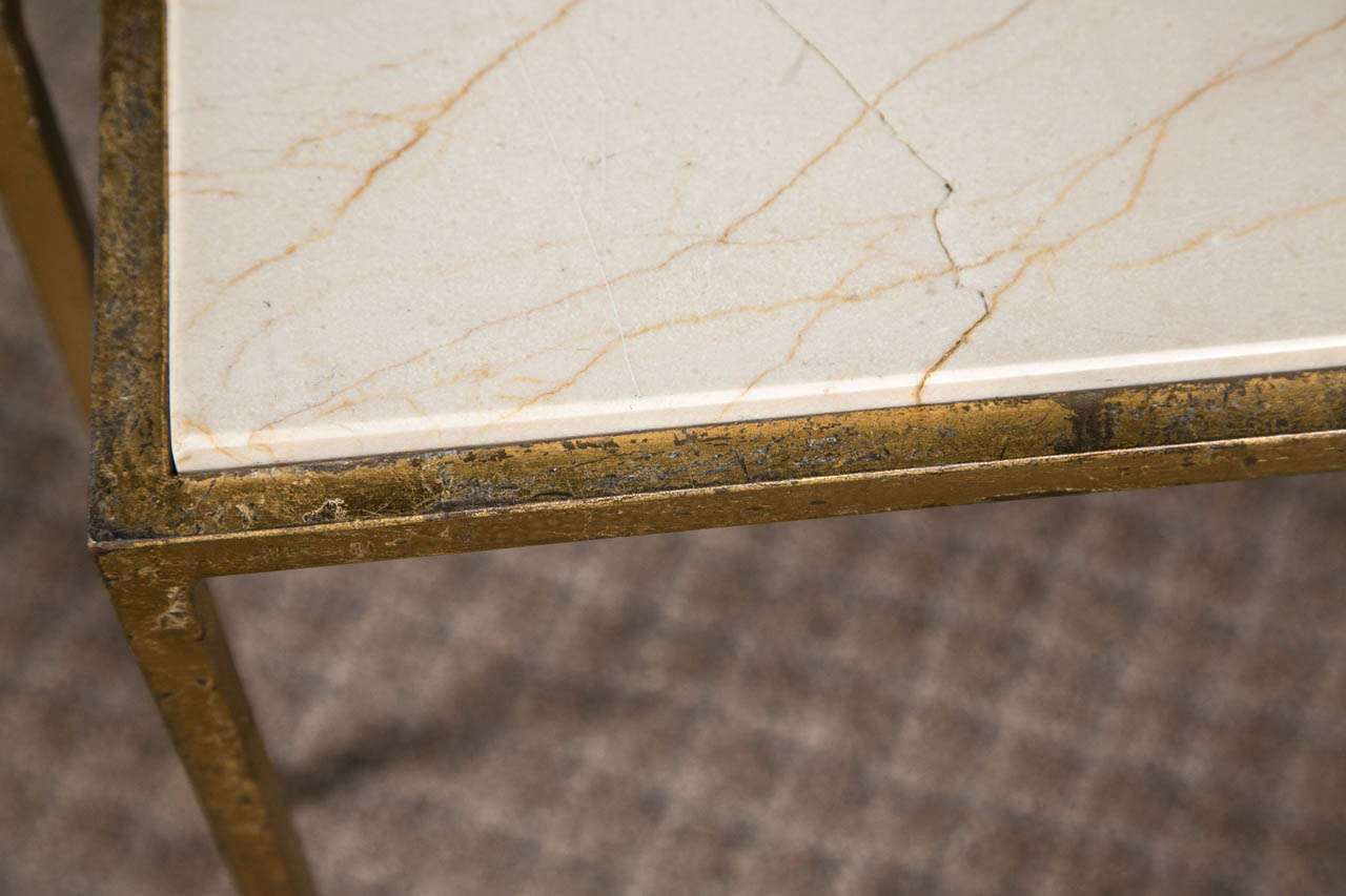 Pair of Marble and Gilded Iron Tables In Excellent Condition For Sale In Stamford, CT