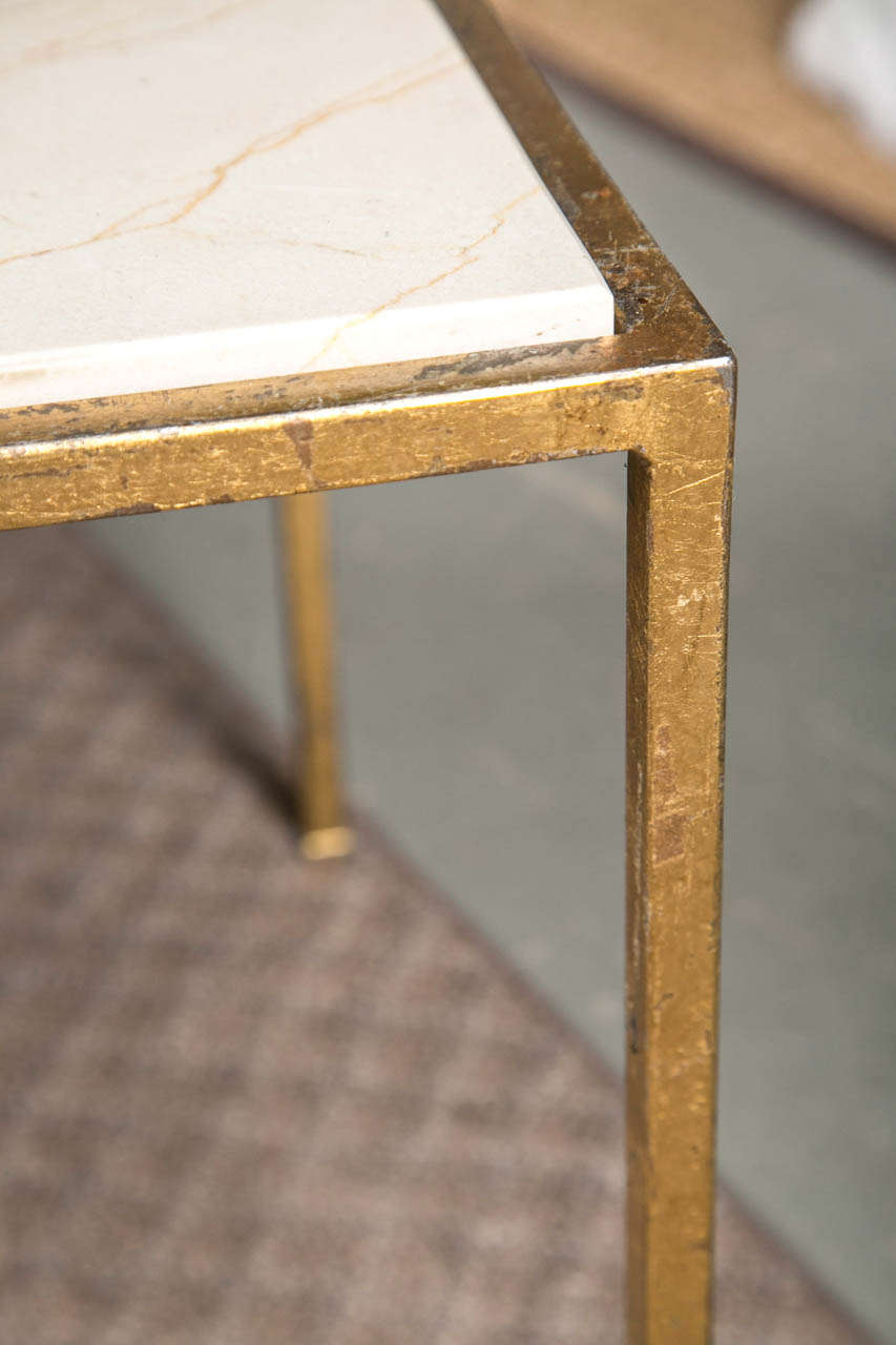 20th Century Pair of Marble and Gilded Iron Tables For Sale
