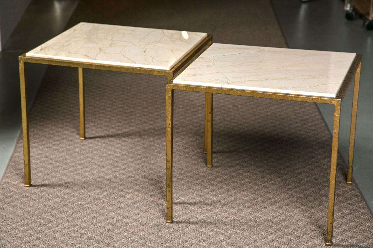 Pair of Marble and Gilded Iron Tables For Sale 1