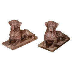 Pair of Iron Reclining Dog
