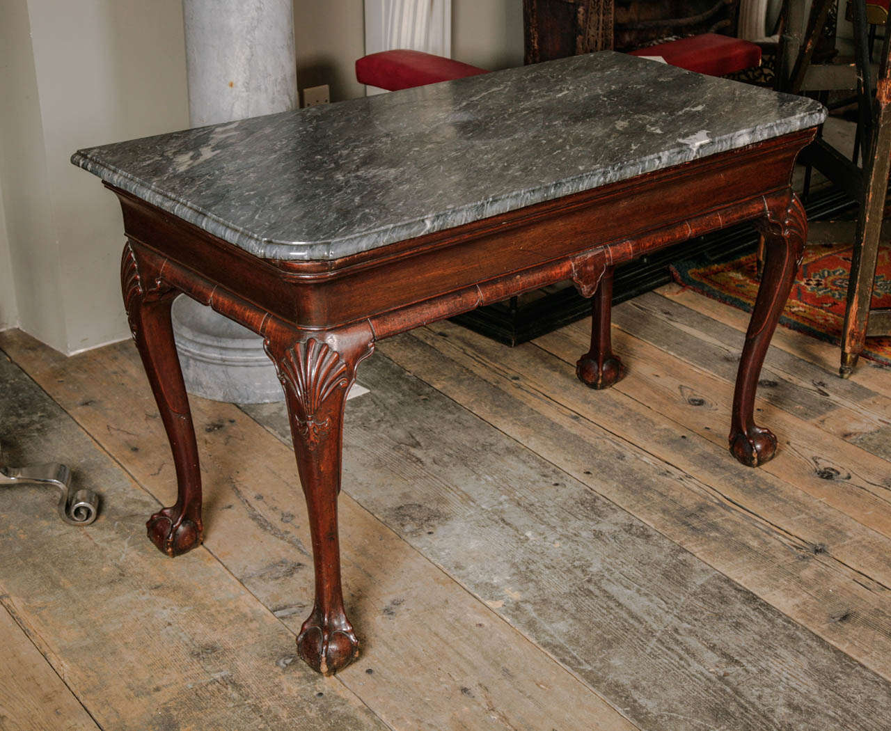 British Superb Mid 18th Century Carved Mahogany Side Table