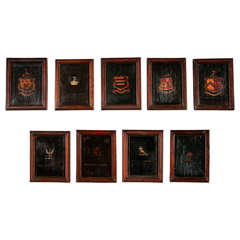 Set of Nine Painted Armorial Panels