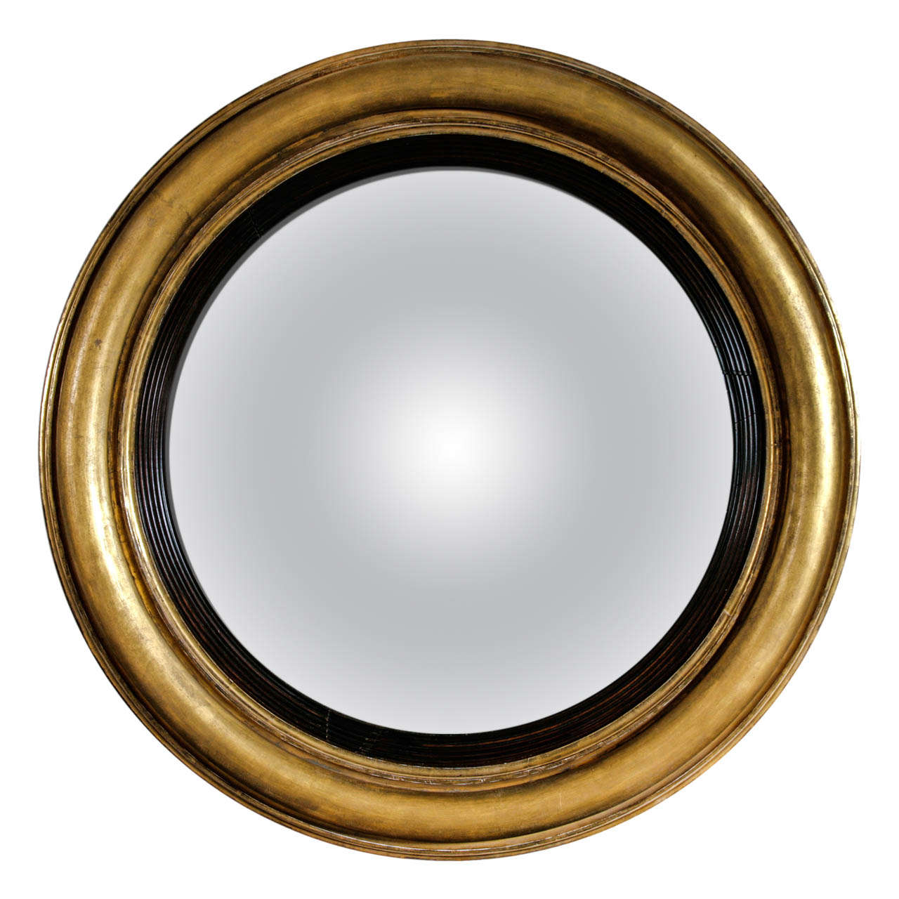 An Extremely Large Regency Giltwood Convex Wall Mirror