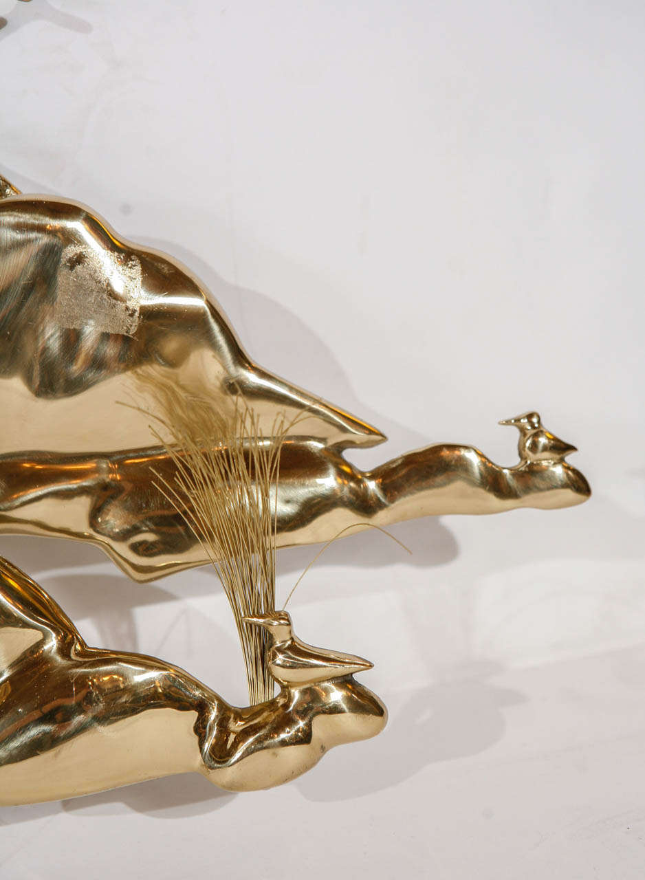Mid-Century Modern Brass Gold Wall Sculpture by Bijan