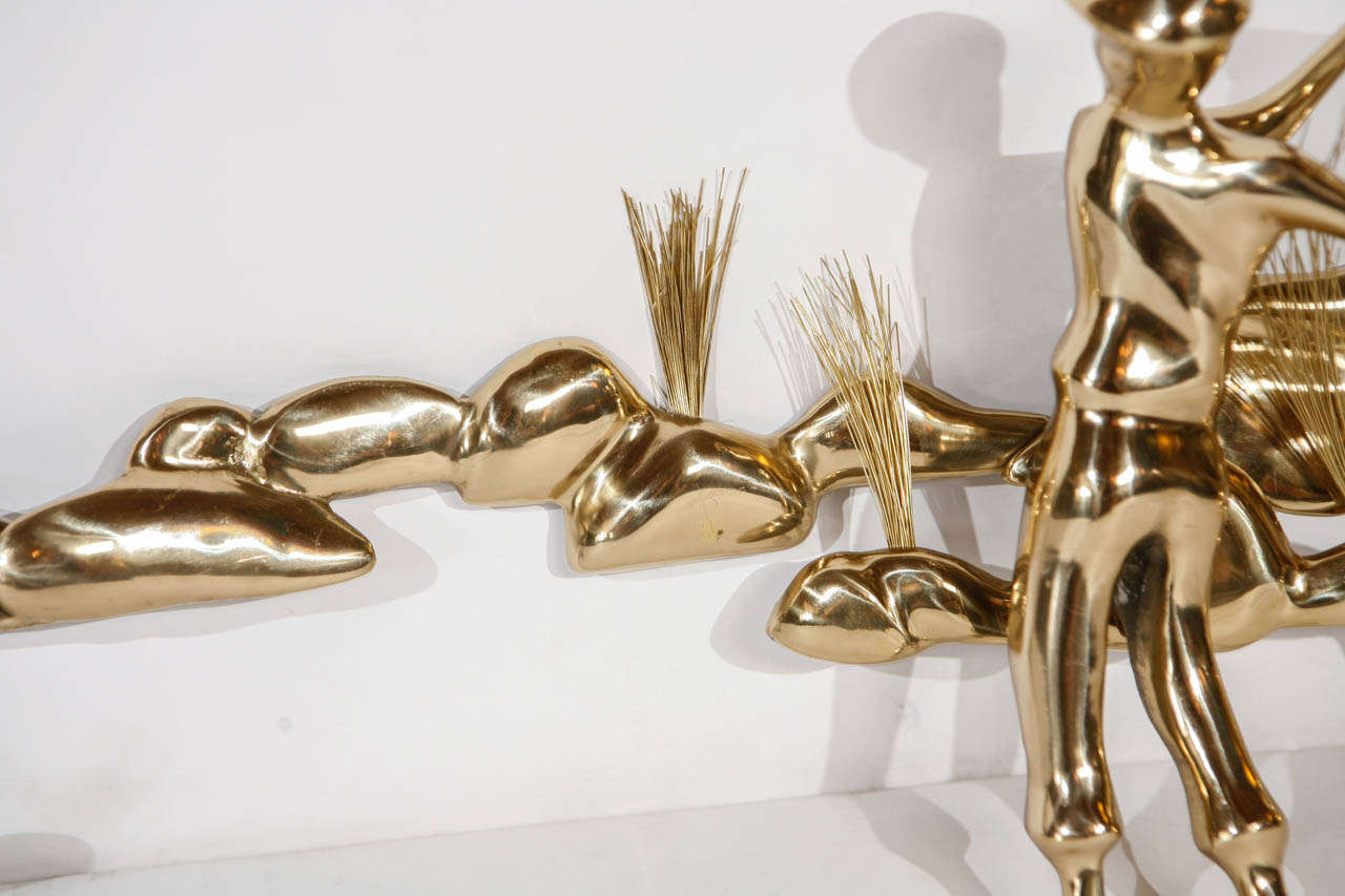 American Brass Gold Wall Sculpture by Bijan