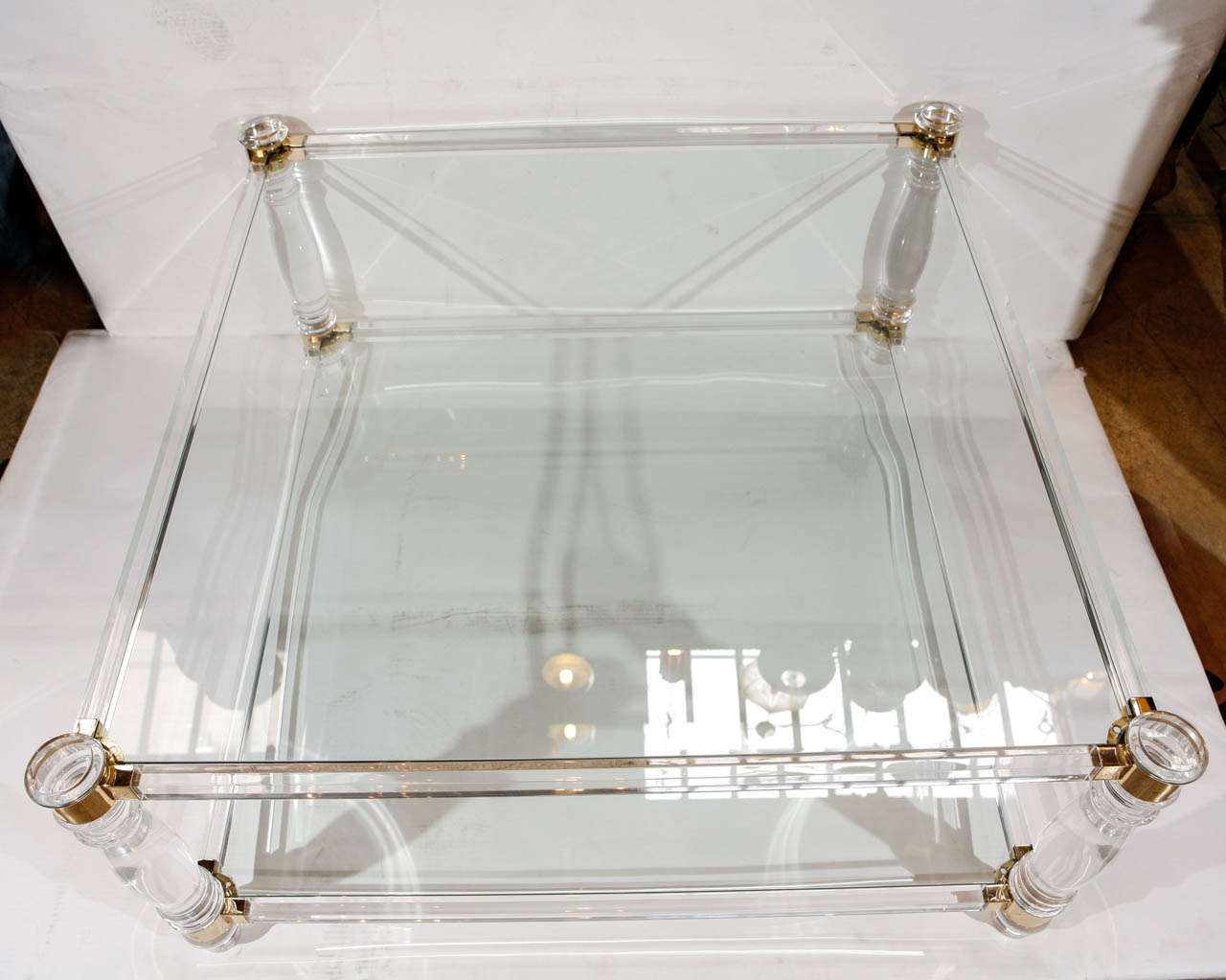 A Mid Century Lucite and Brass Coffee Table 2