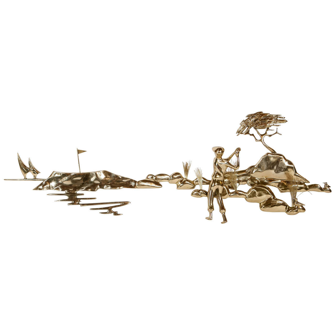 Gold Metal Mesh Round Wall Hanging/Wall Sculpture, Contemporary, Denmark at 1stdibs