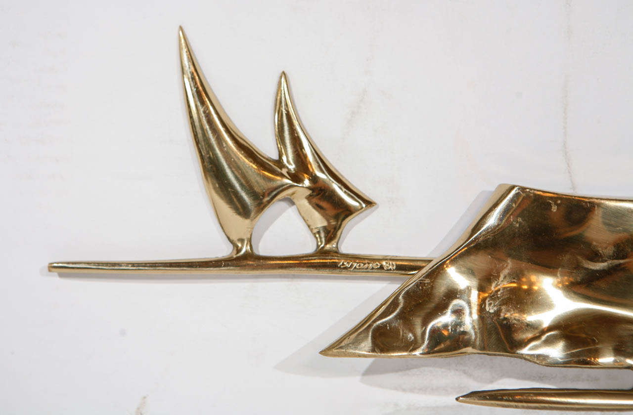 Brass Gold Wall Sculpture by Bijan at 1stDibs brass wall sculpture