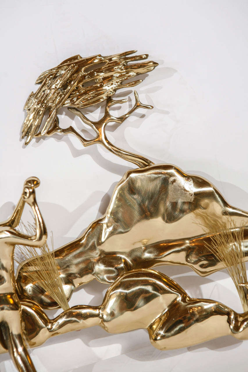 Brass Gold Wall Sculpture by Bijan at 1stDibs brass wall sculpture
