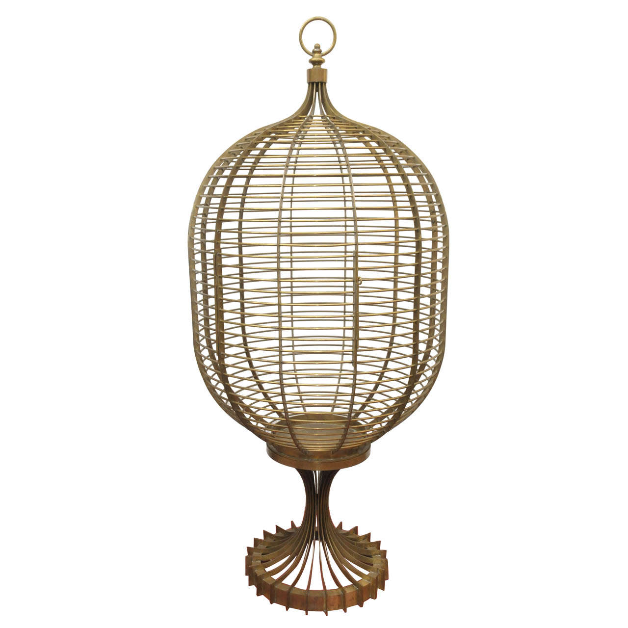 Large 1960's Brass Bird Cage For Sale