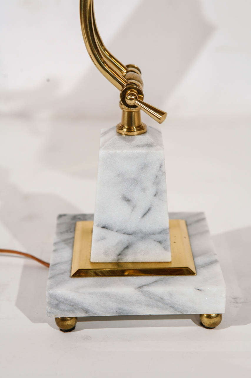 Brass and Marble Desk Lamp In Good Condition In Cathedral City, CA
