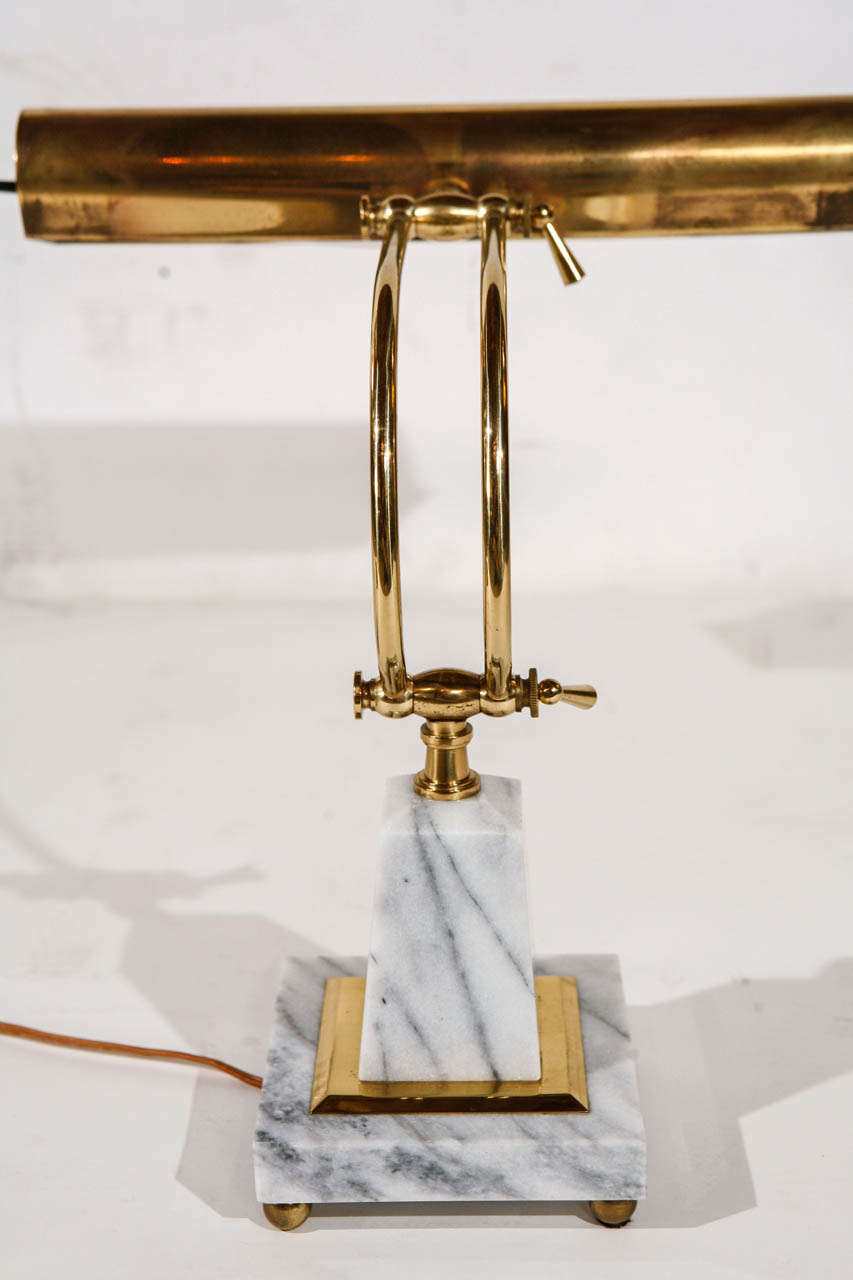 20th Century Brass and Marble Desk Lamp