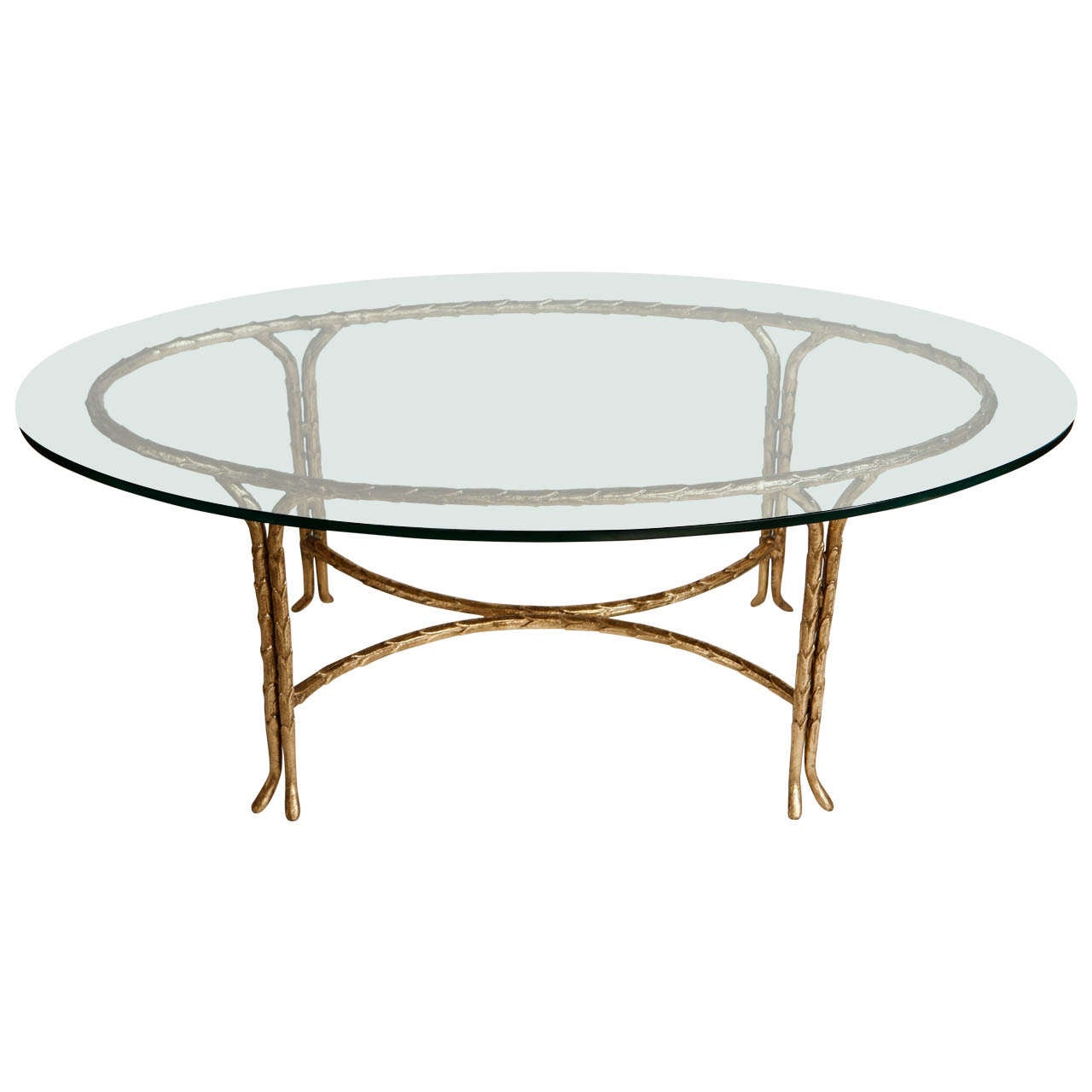 Gold Leafed Maison Bagues Oval Coffee Table