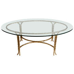 Gold Leafed Maison Bagues Oval Coffee Table