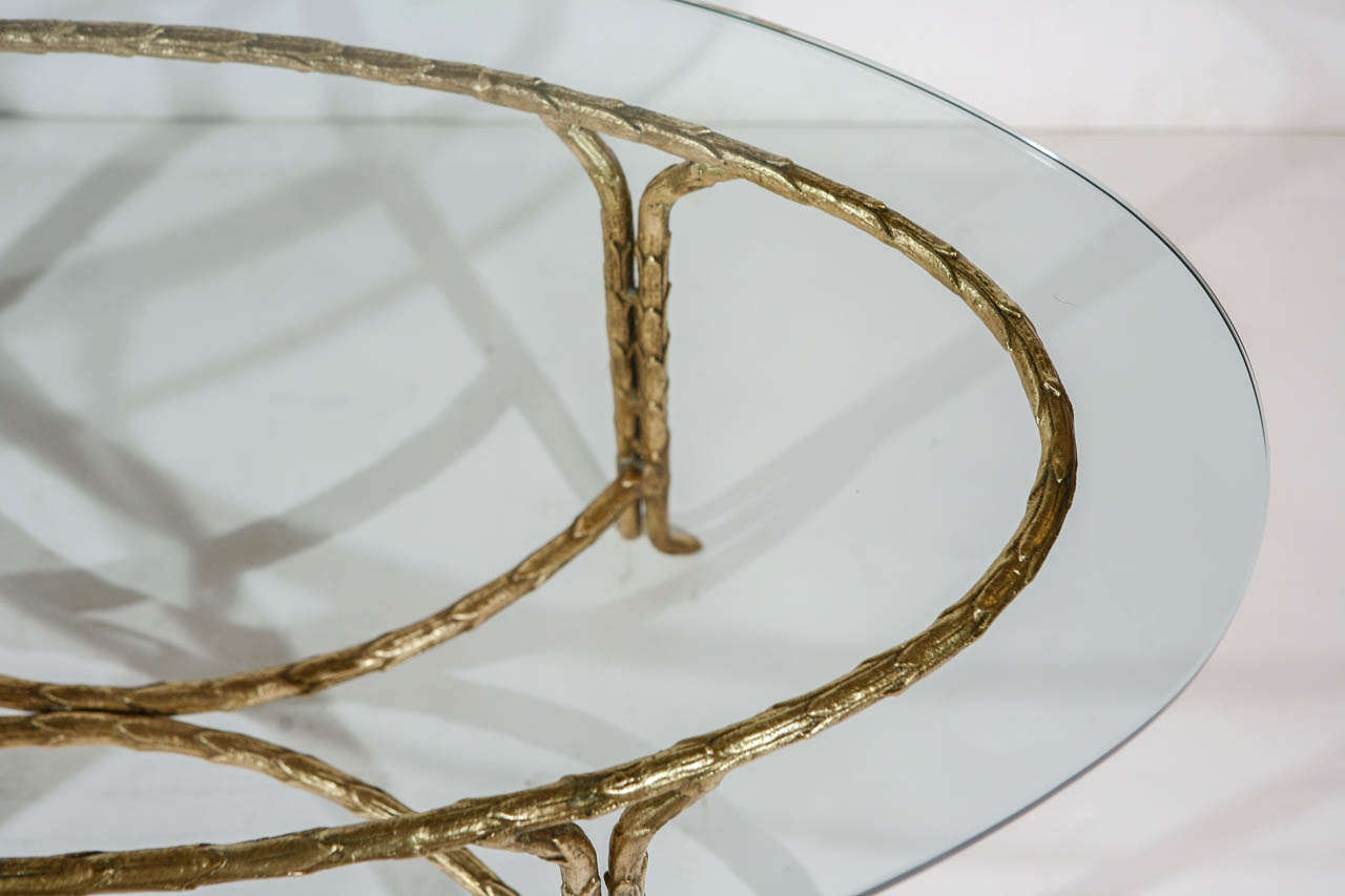 Glass Gold Leafed Maison Bagues Oval Coffee Table