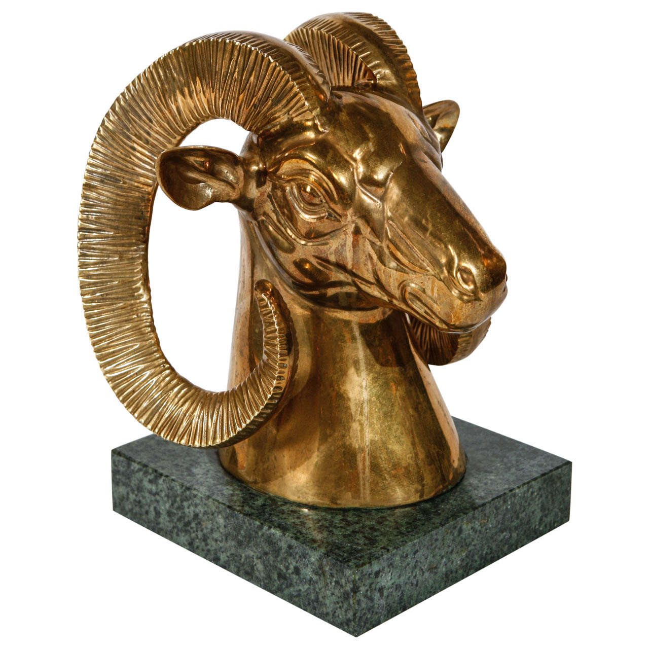 Large Hollywood Regency Ram's Head on Marble Base at 1stDibs brass