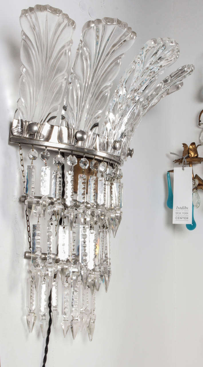 English Pair of Exceptional European Lead Crystal Sconces
