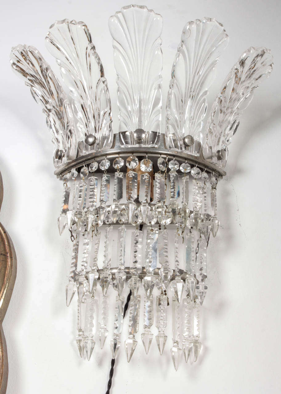 20th Century Pair of Exceptional European Lead Crystal Sconces