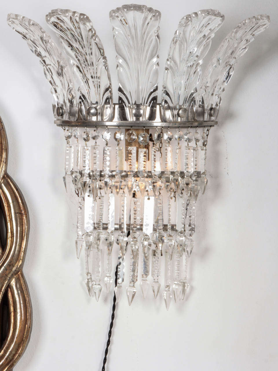 Pair of Exceptional European Lead Crystal Sconces 1