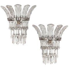 Pair of Exceptional European Lead Crystal Sconces