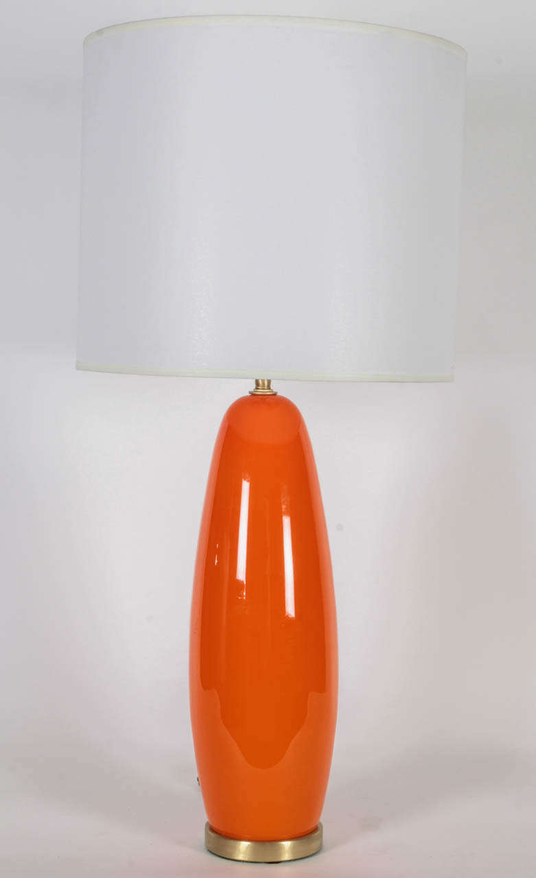 Pair of Tangerine Murano Glass Lamps by Vistosi at 1stdibs