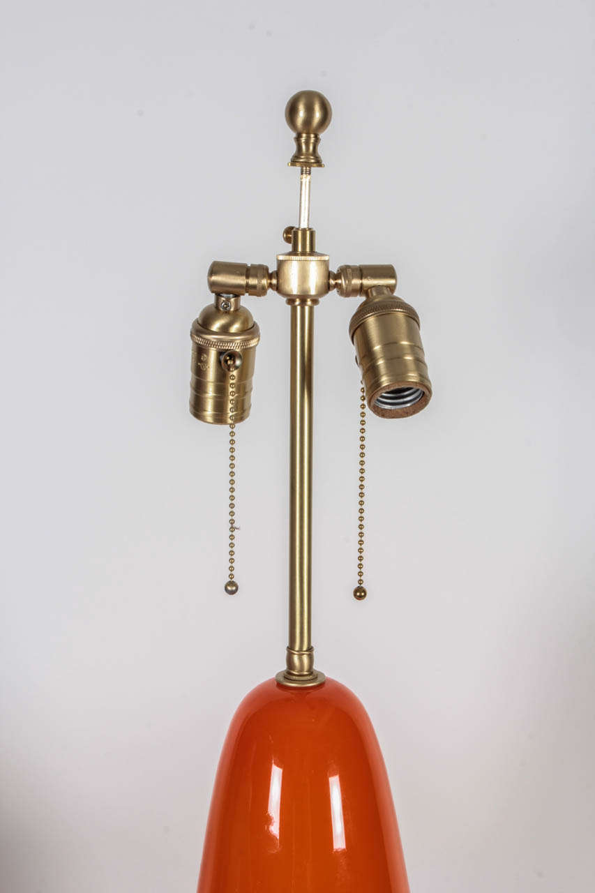 Pair of Tangerine Murano Glass Lamps by Vistosi at 1stdibs