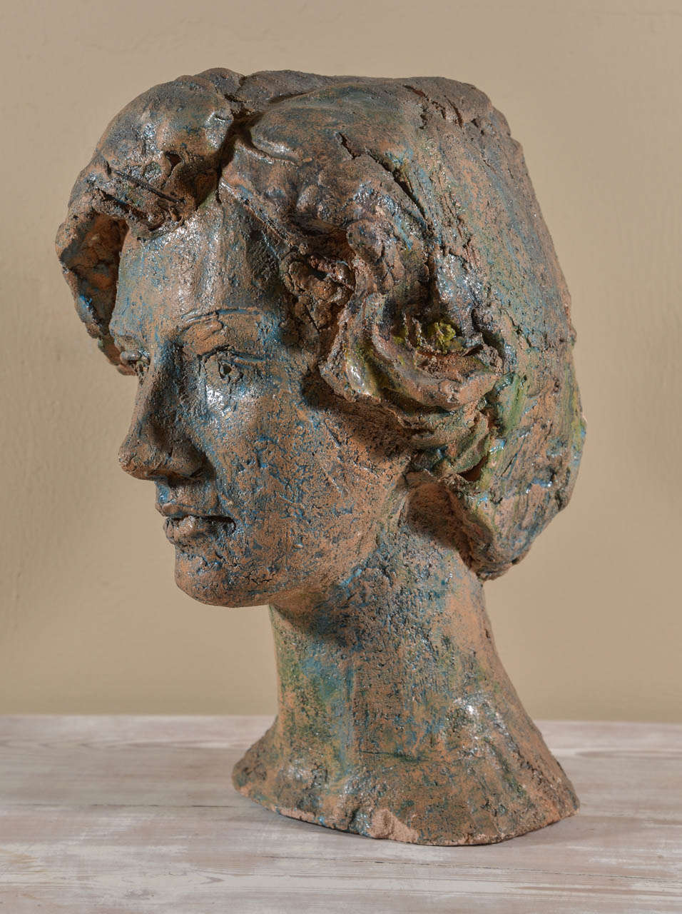 Italian ceramic bust, original colored copy of the 