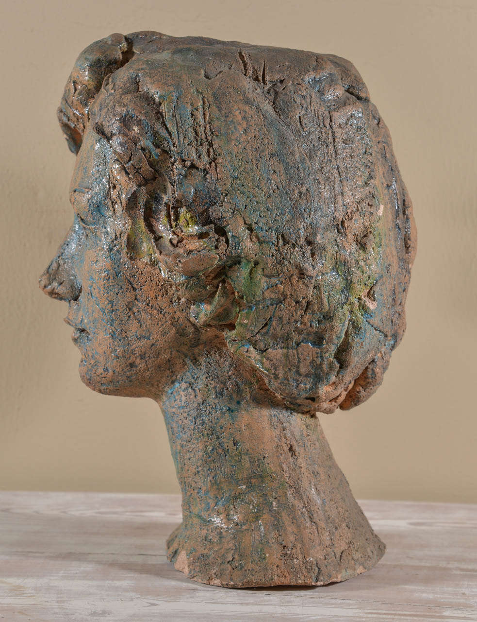 Italian Ceramic Bust by Angelo Grilli In Good Condition In Houston, TX