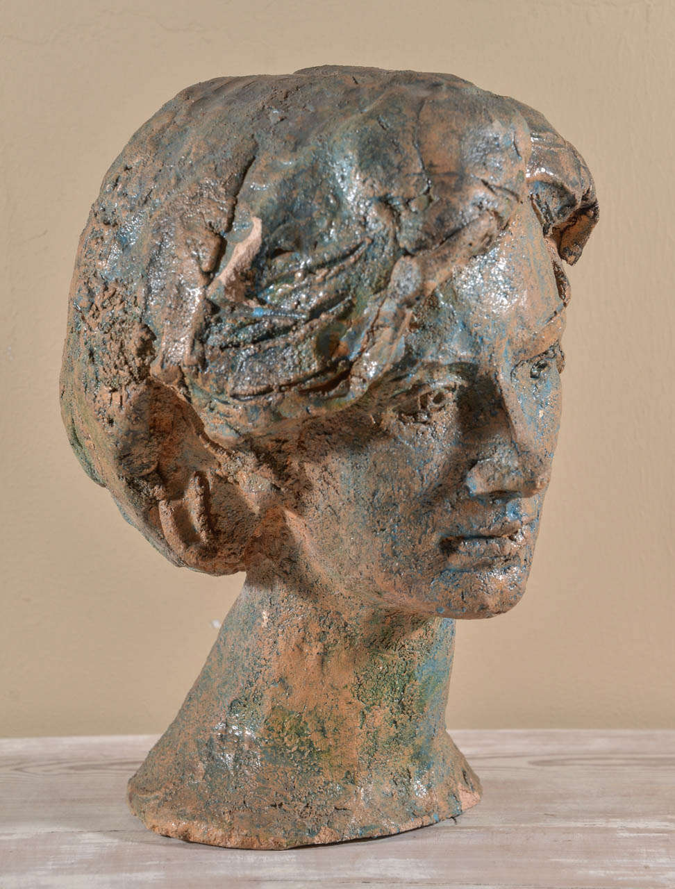 20th Century Italian Ceramic Bust by Angelo Grilli