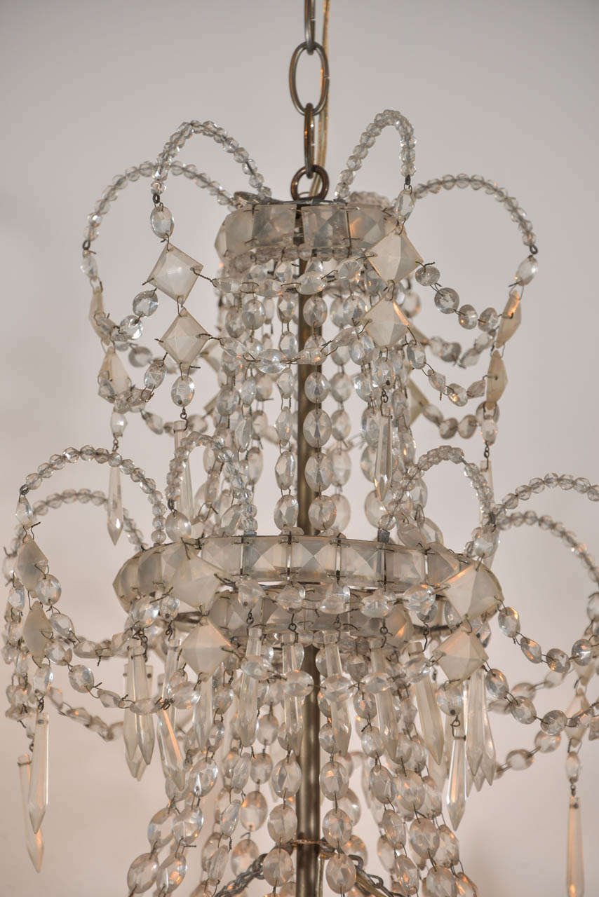 Empire Seven-Light Crystal Three-Tier Chandelier For Sale