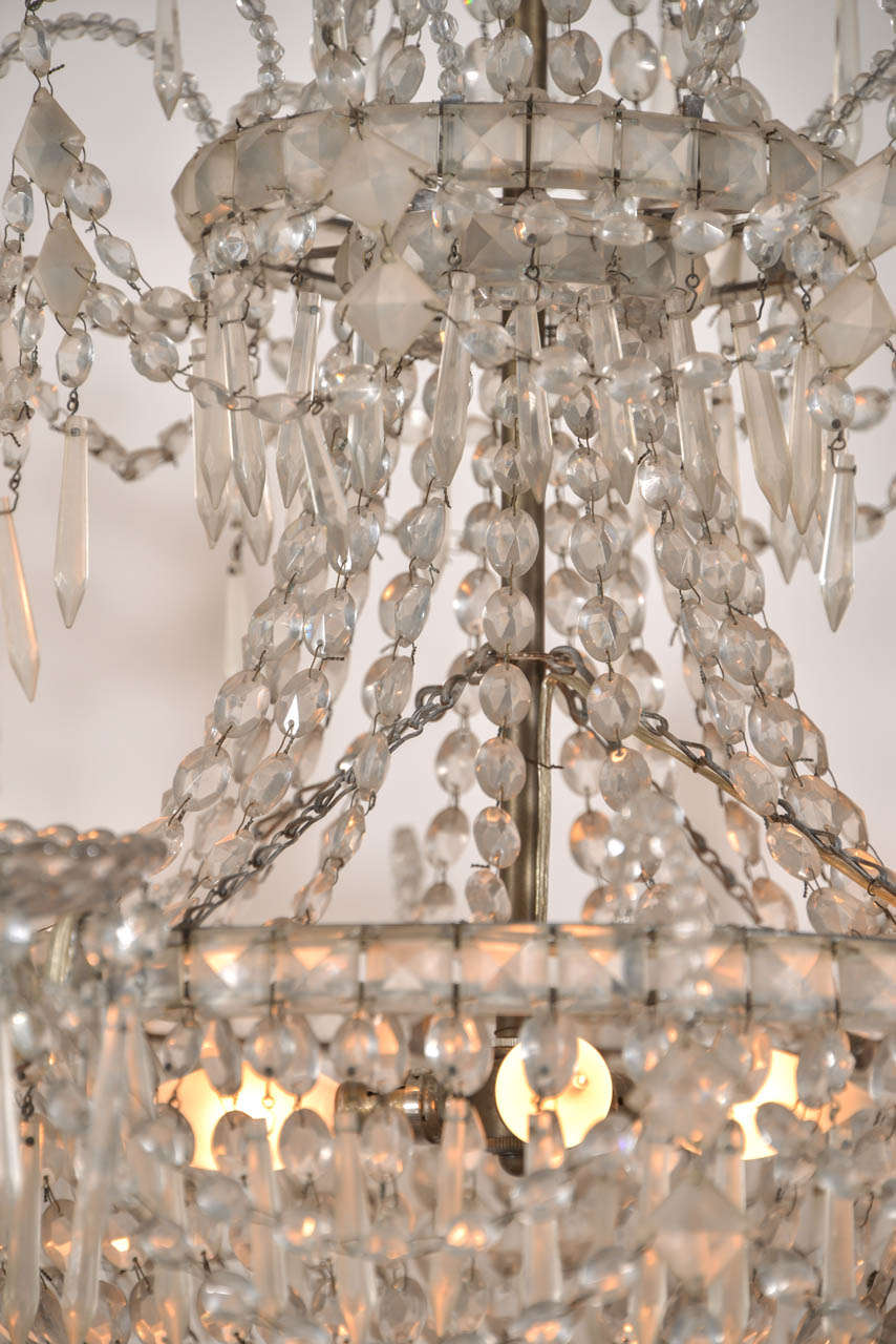 19th Century Seven-Light Crystal Three-Tier Chandelier For Sale